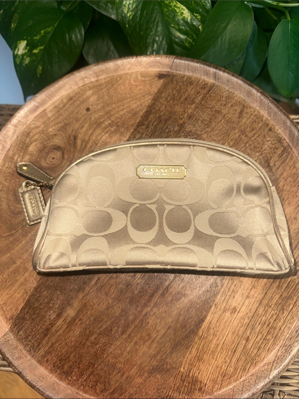 Coach Metallic Gold Signature Cosmetic Case